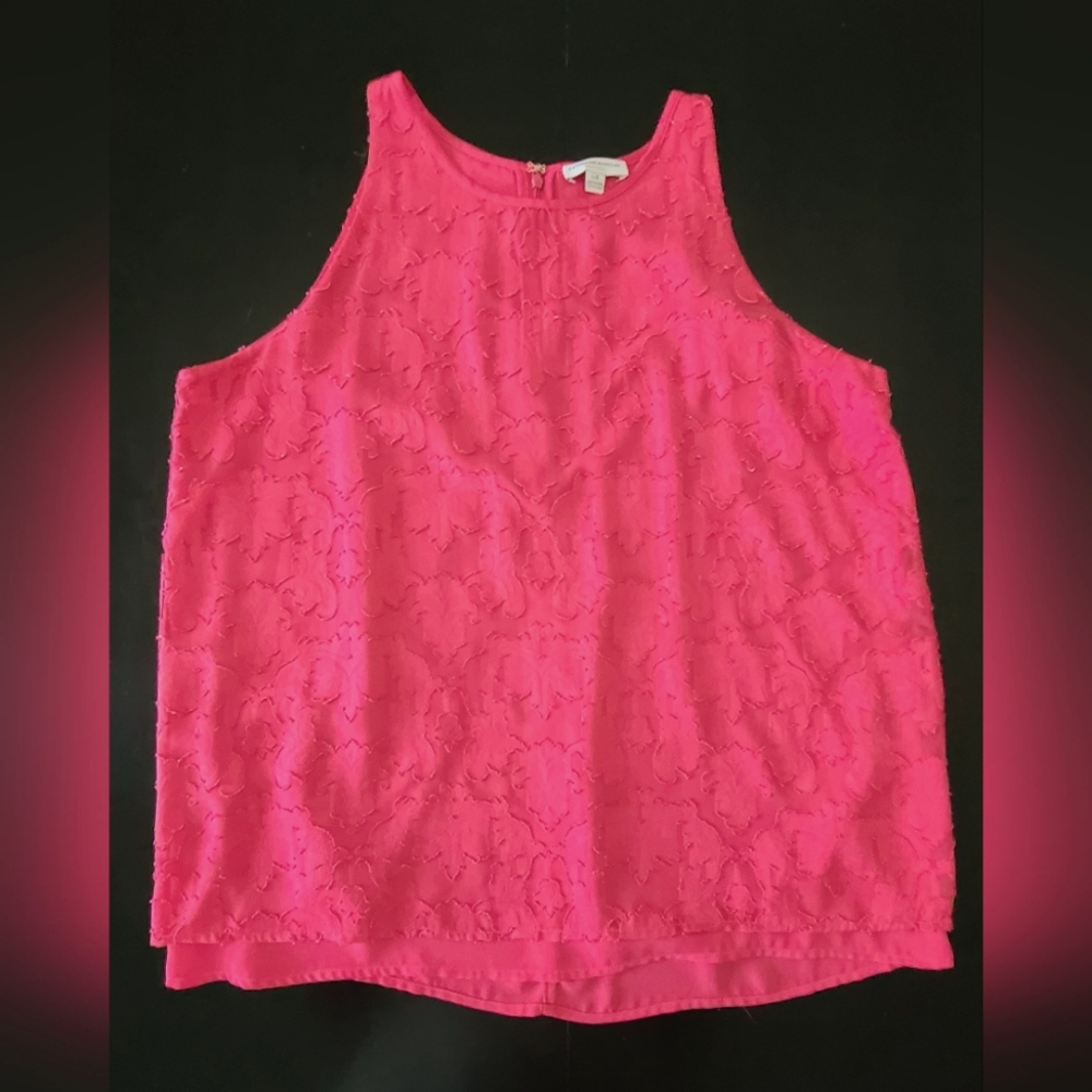 Katherine Barclay Floral Textured Dressy Tank - Pink, Size L